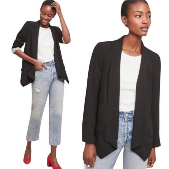 Anthropologie Jackets & Blazers - Anthropologie Cornerstone Cartonnier Open Front Blazer | Black | Large | EUC